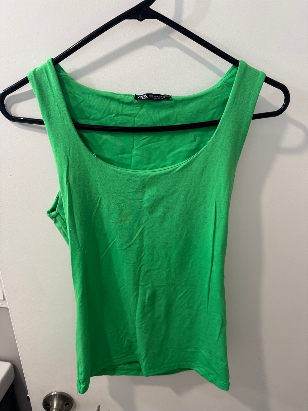 Zara Bright Green Scoop Neck Tank Top